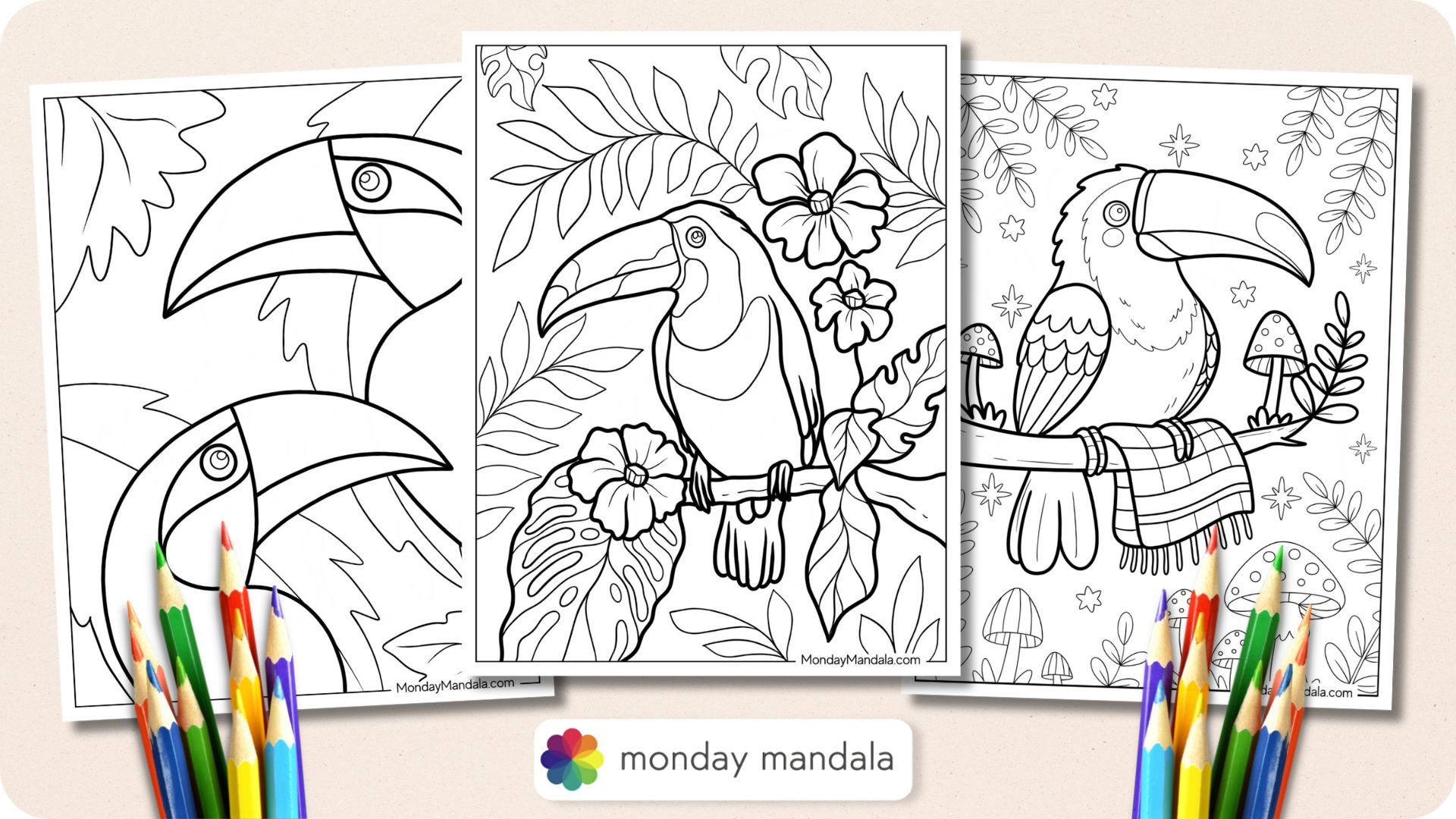 Toucan Coloring Pages Featured Image v2