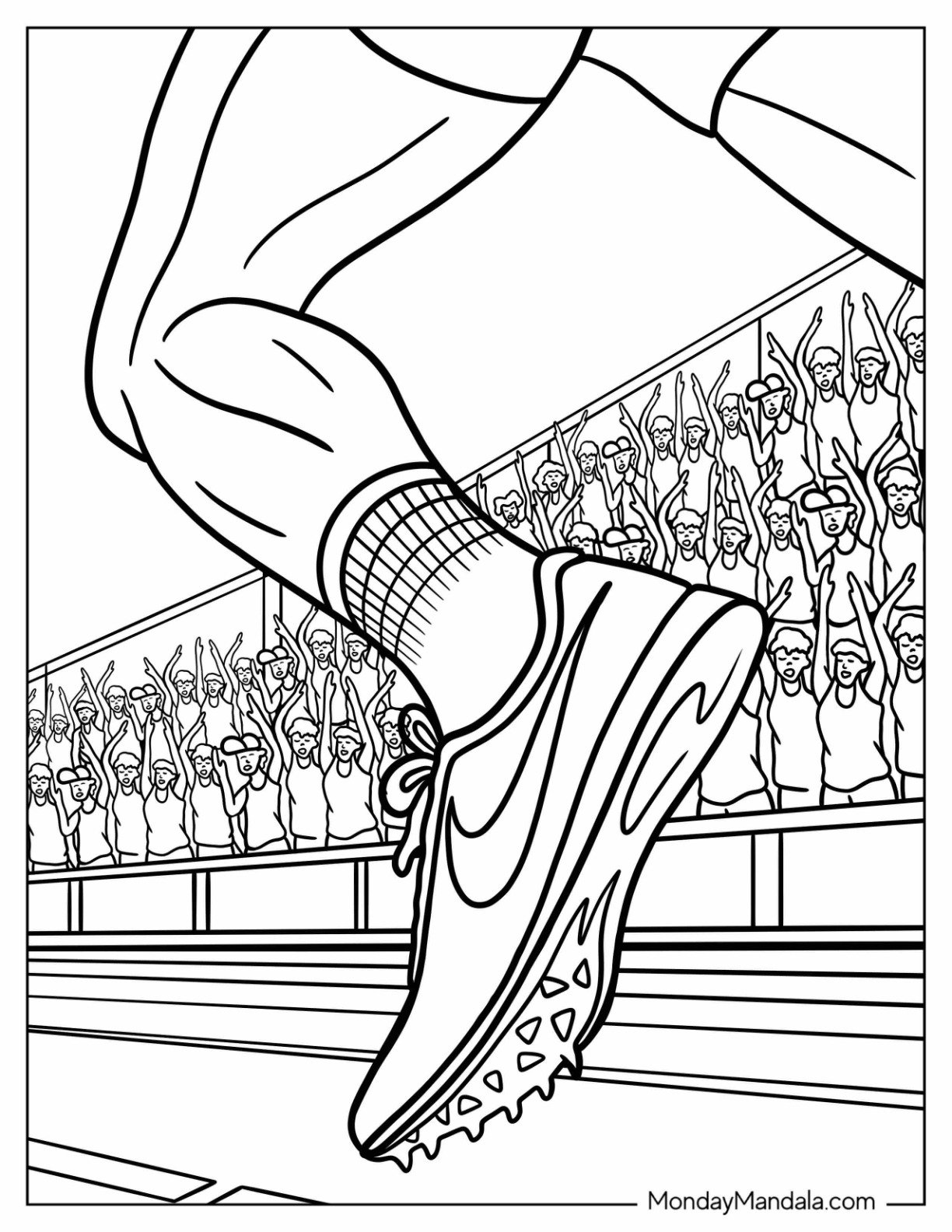 Track & Field Runner Wearing Nike Coloring Page Spike Shoes