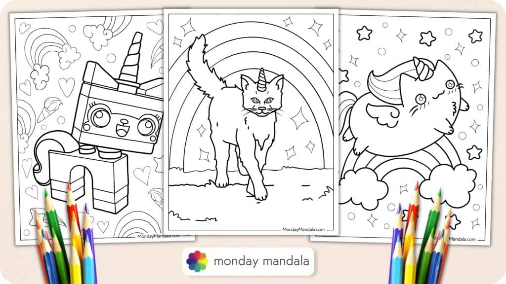 26 Unicorn Cat Coloring Pages (Free PDF Printables)