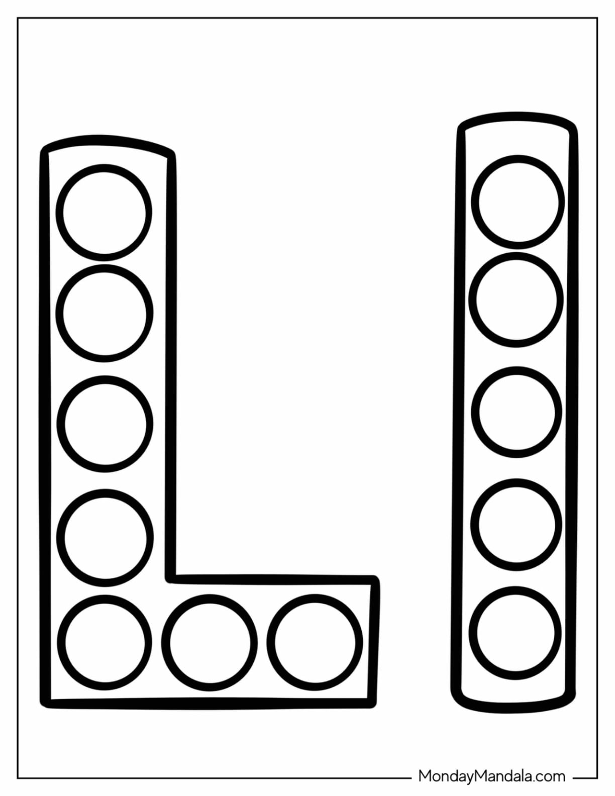 Uppercase And Lowercase Letter L Coloring Page For Kids