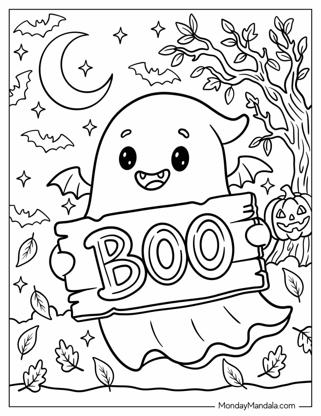 Vampire Ghost Holding a BOO Sign