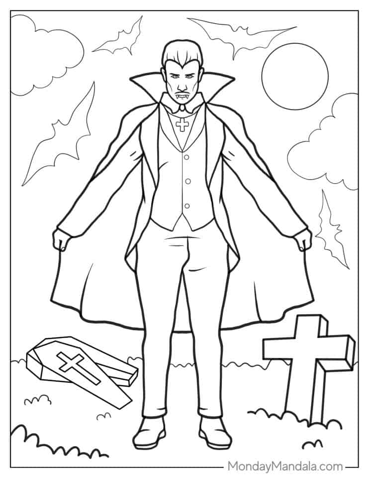 38 Vampire Coloring Pages (Free PDF Printables)