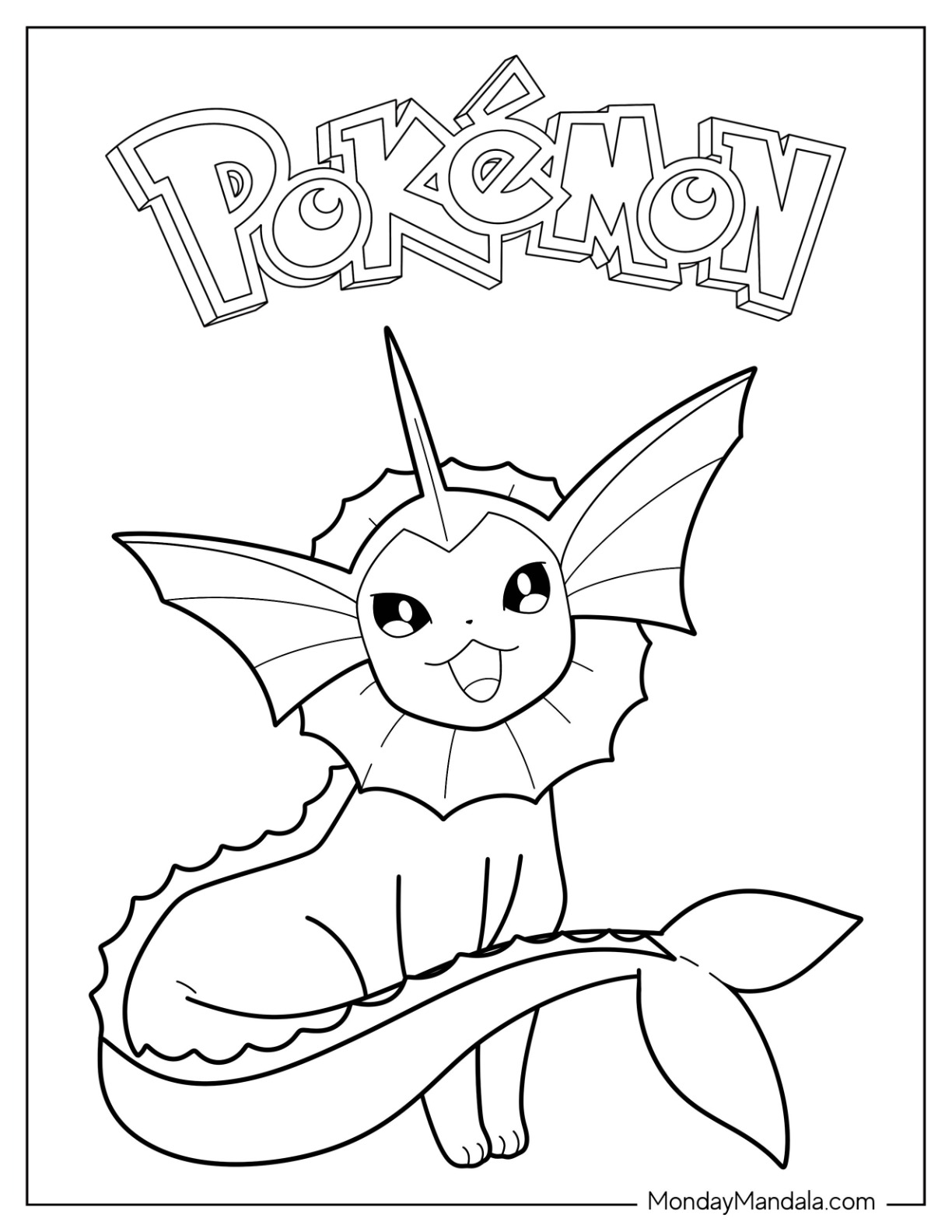Pokemon Vaporeon Coloring Pages Pokemon Vaporeon Coloring Pages