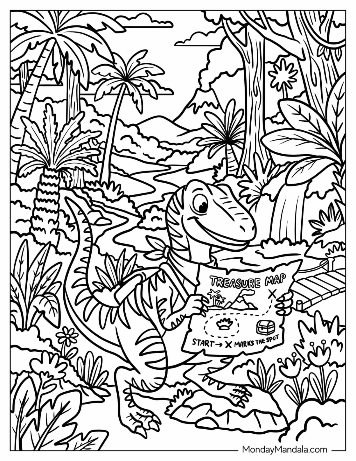 Velociraptor Searching for Treasure in the Jungle