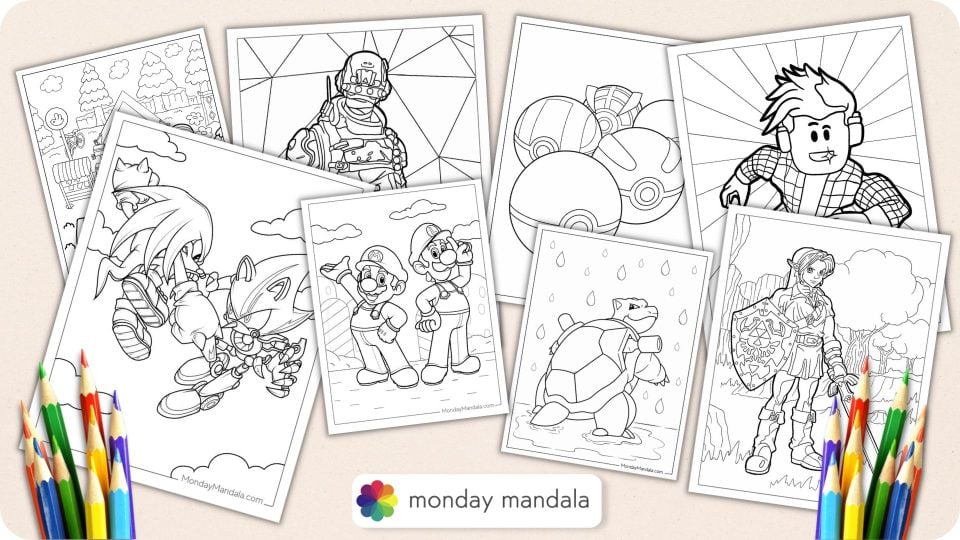 900 Video Game Coloring Pages (Free PDF Printables)