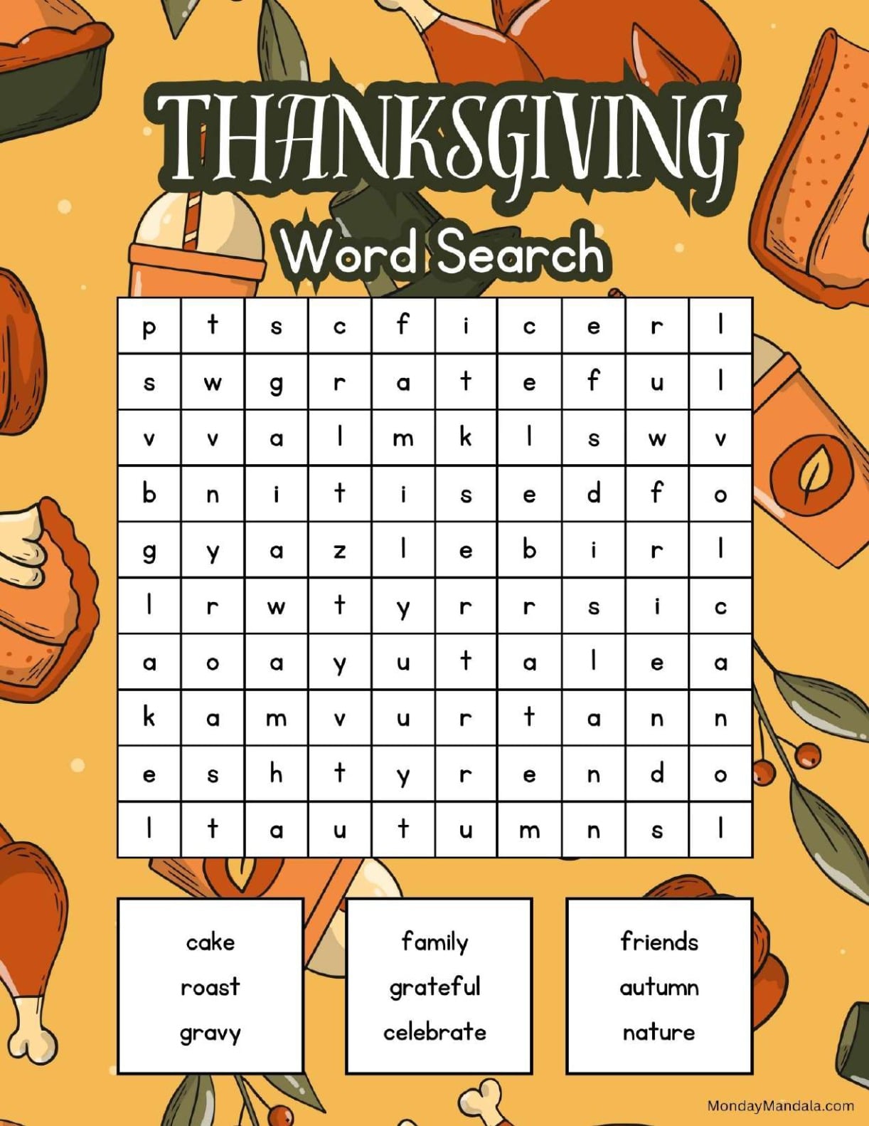 Vintage Thanksgiving Word Search