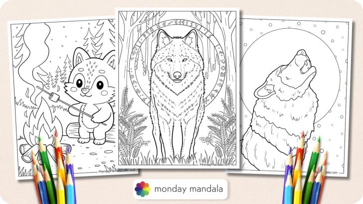 Wolf Coloring Pages Featured Image v2