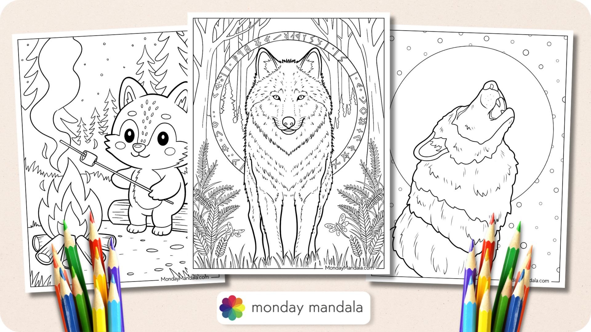 Wolf Coloring Pages Featured Image v2