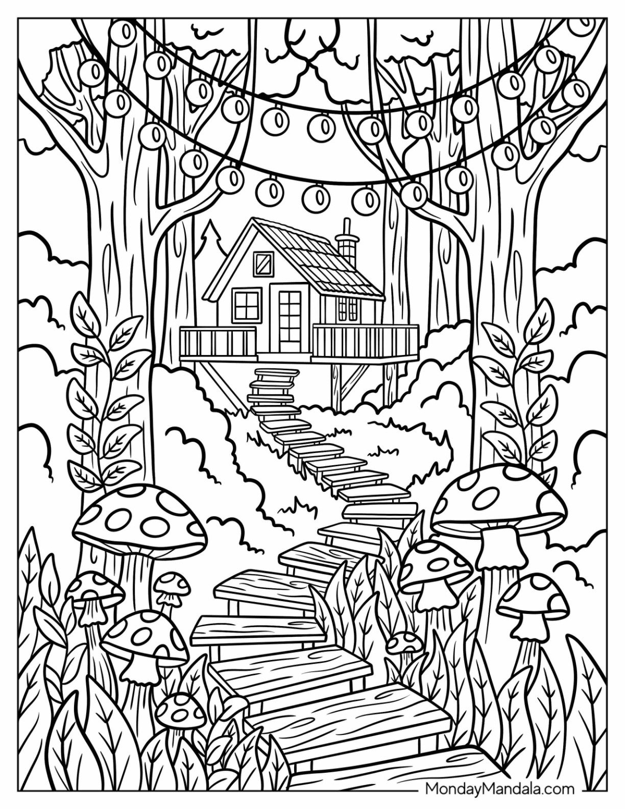 Woodland Cabin at the End of the Mushroom Path