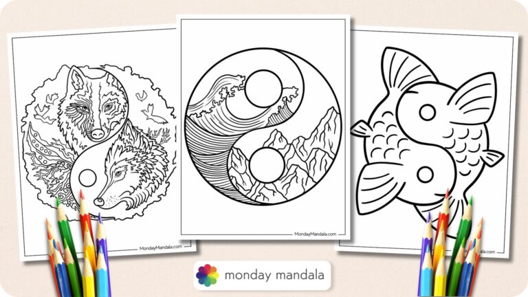 20 Yin &amp; Yang Coloring Pages (Free PDF Printables)
