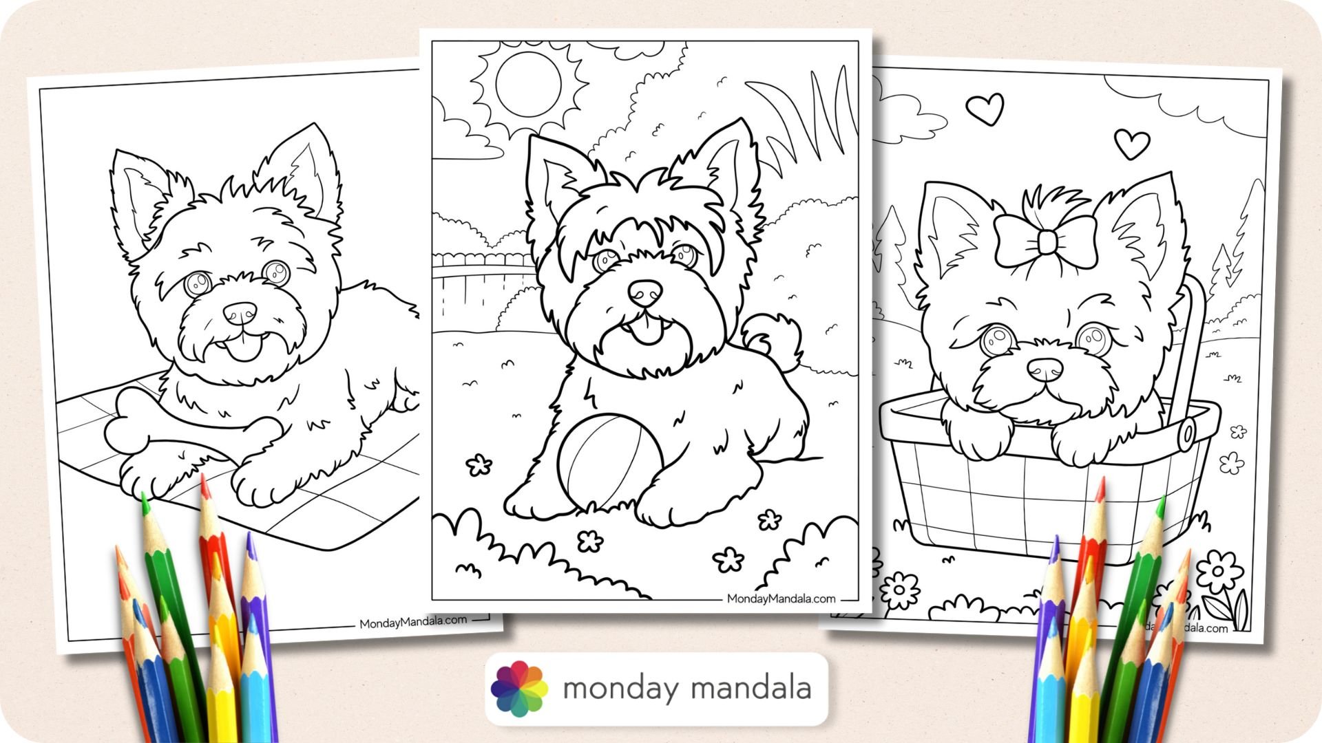 Yorkie Coloring Pages Featured Image
