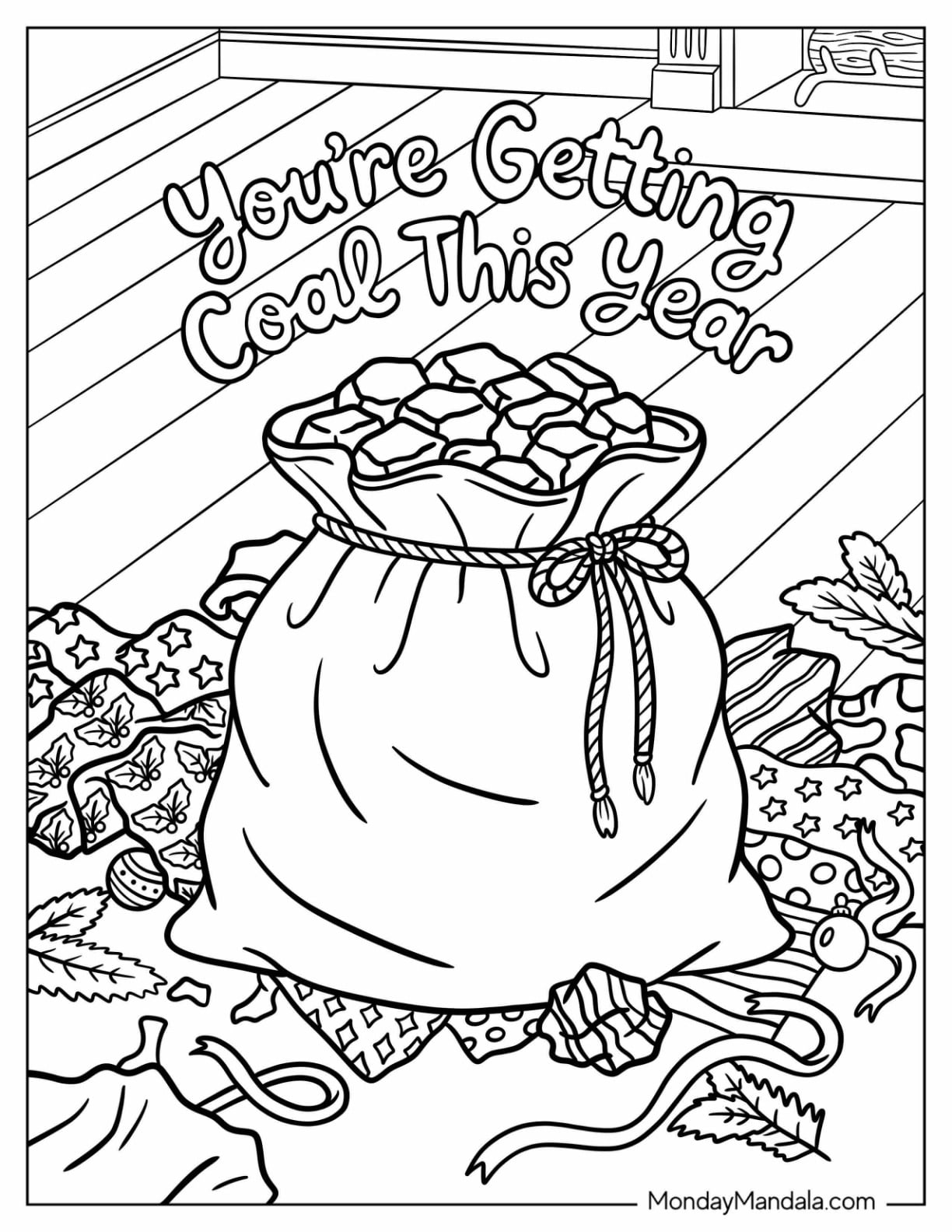 You re Getting Coal This Year Quote with Bag of Coal on Christmas