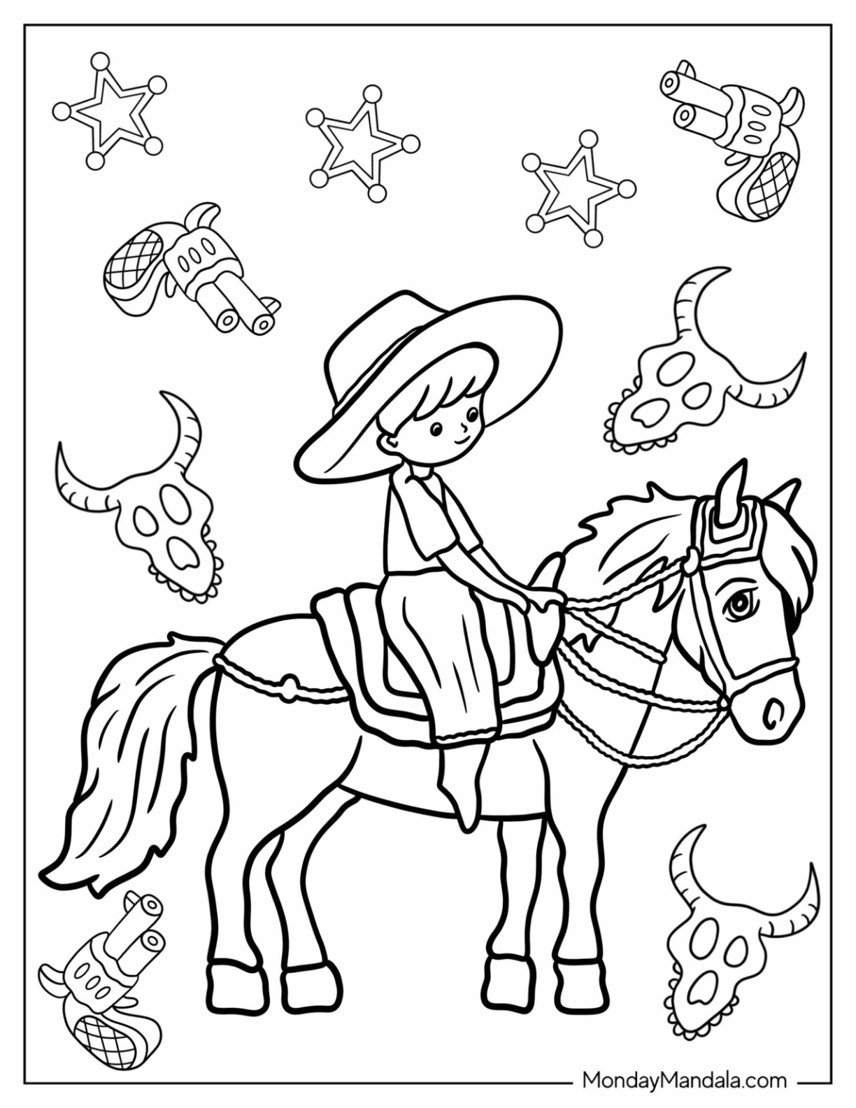 Cowboy Coloring Sheet For Kids Cowboy Coloring Sheet For Kids