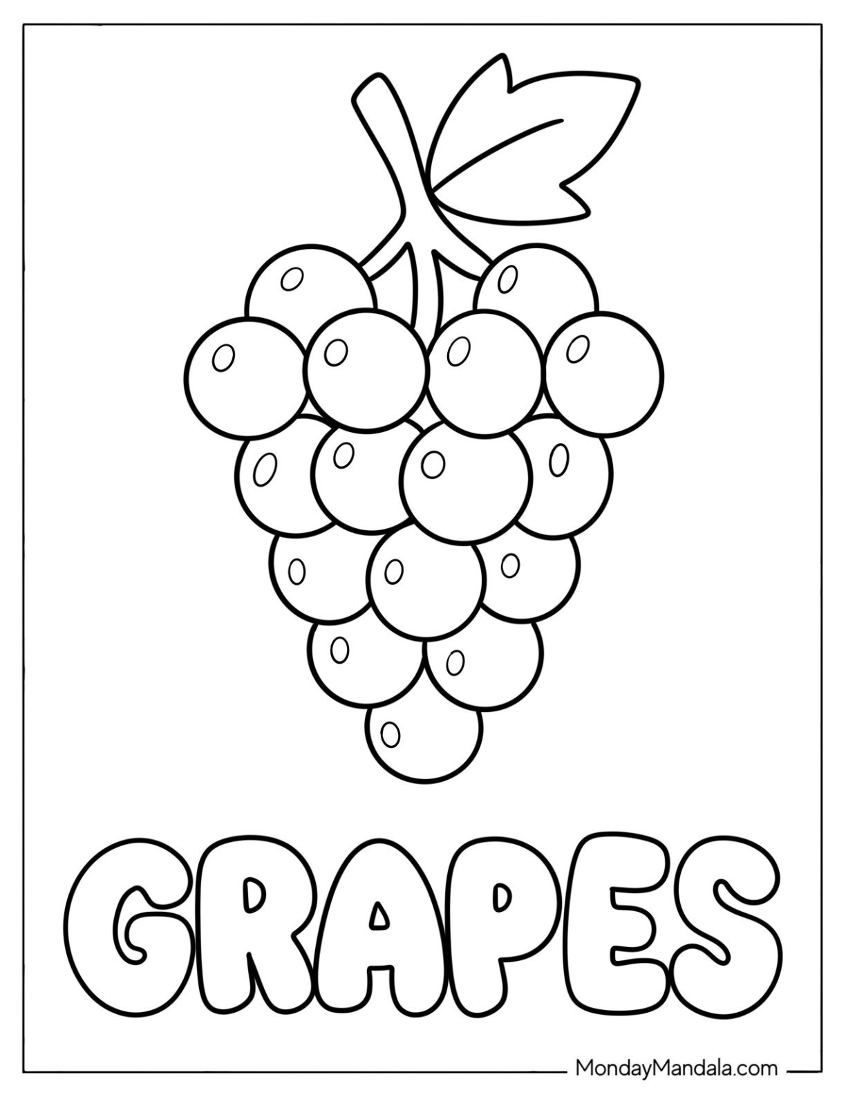 Yummy Grapes Coloring Page for Toddlers