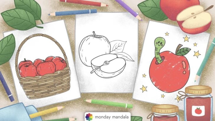 apple coloring pages feature image