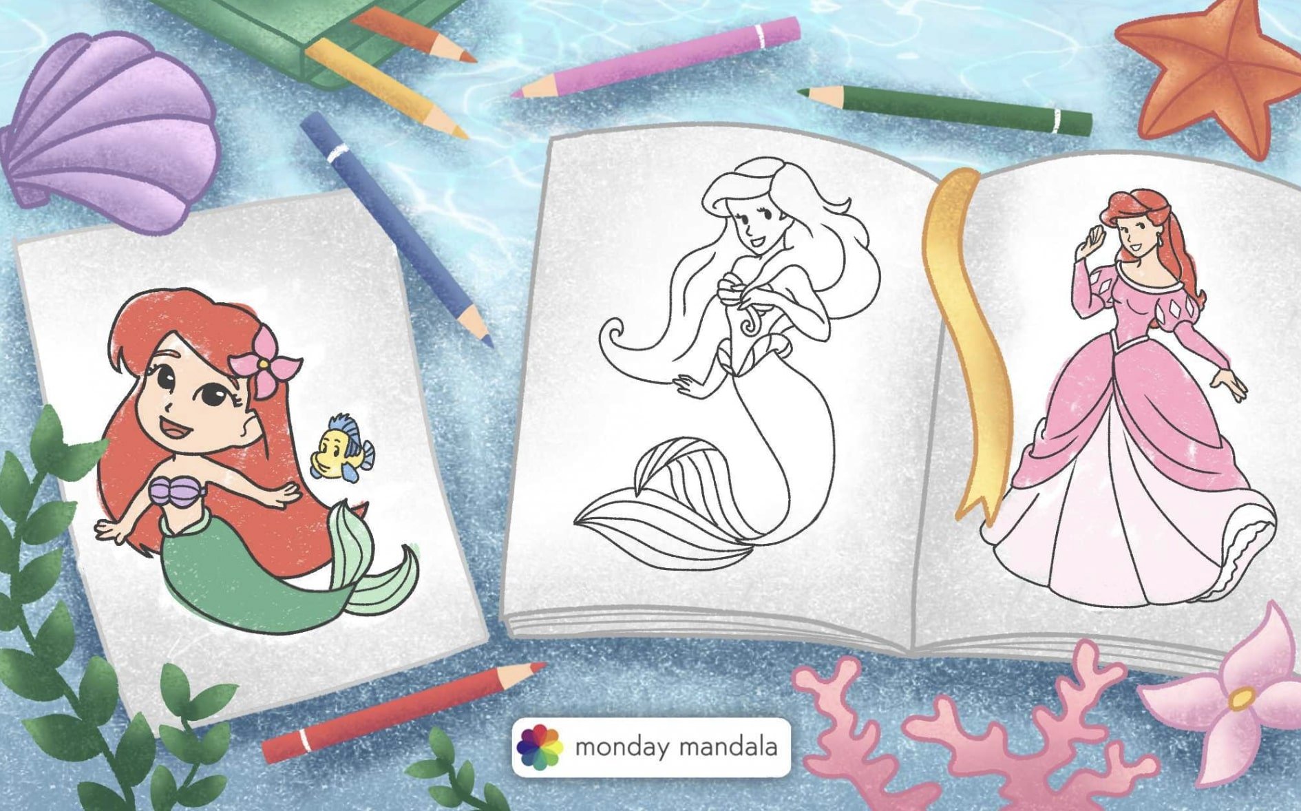 Mermaid Coloring Book: Mermaids Coloring Book, little mermaid book, little mermaid  coloring book, mermaid book, among the mermaids, Mermaid C (Paperback)