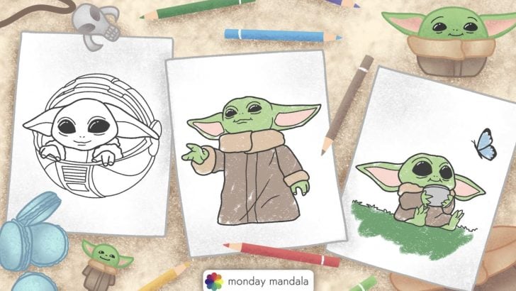 baby yoda coloring pages featured image