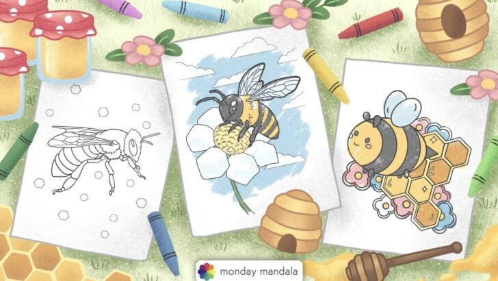 bee coloring pages feature image