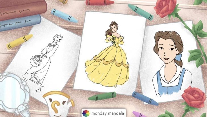 belle coloring pages feature image