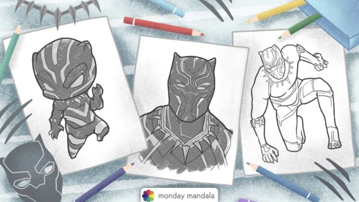 black panther coloring pages feature image