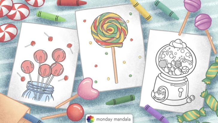 candy feature image coloring pages