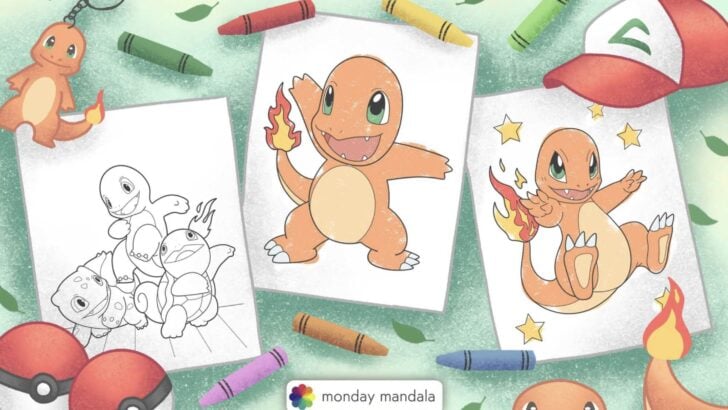 charmander feature image coloring pages