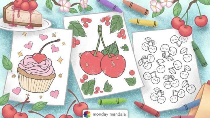 cherry coloring pages featured image