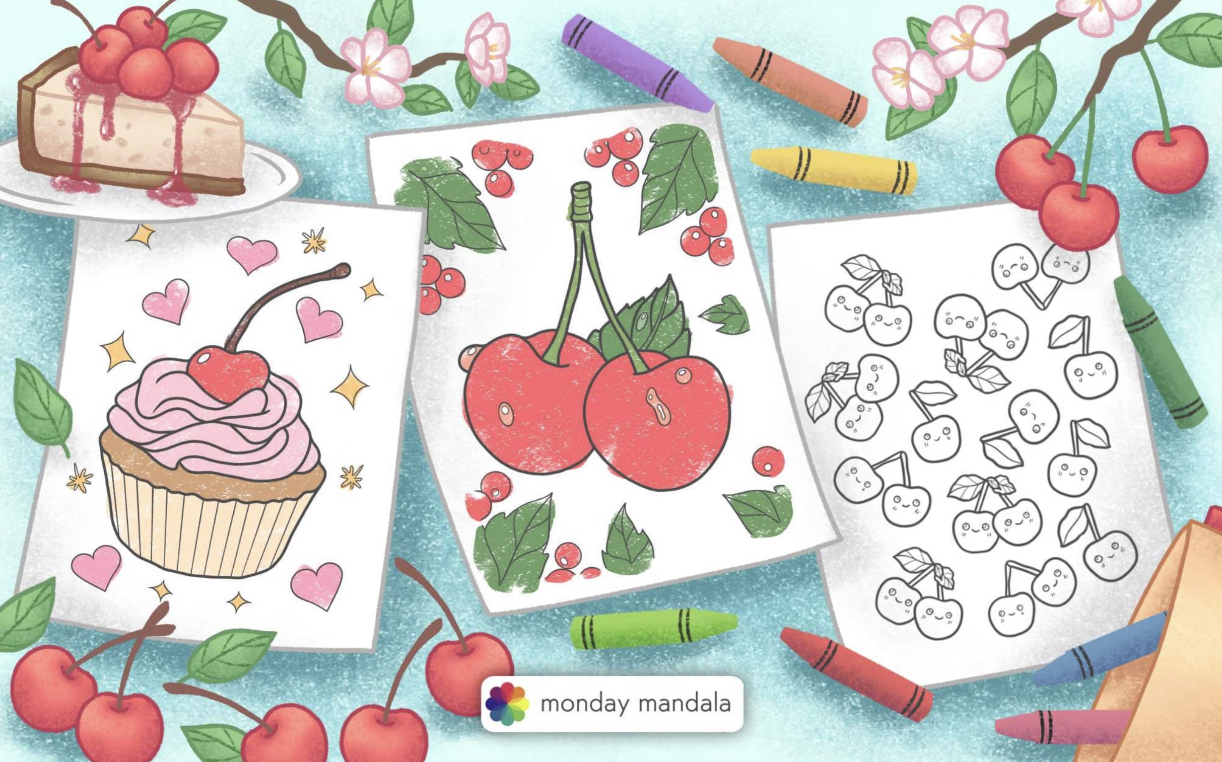 cherry coloring pages featured image
