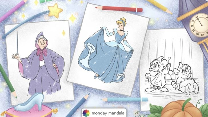 cinderella coloring pages feature image