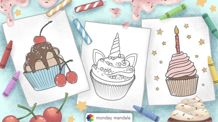cupcake coloring pages feature image