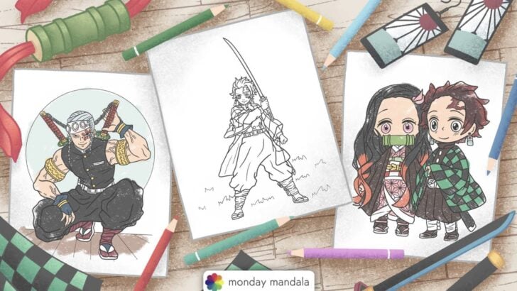 demon slayer coloring pages featured image