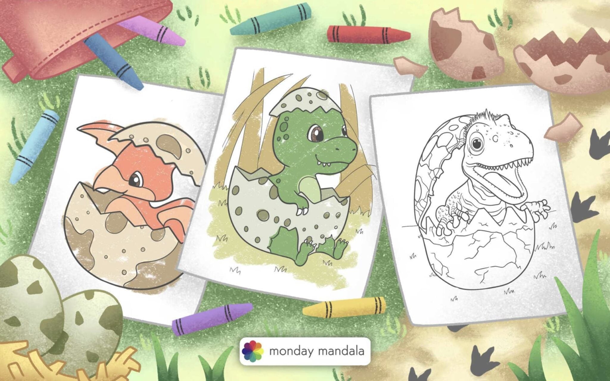 20 Dinosaur Egg Coloring Pages (Free PDF Printables)