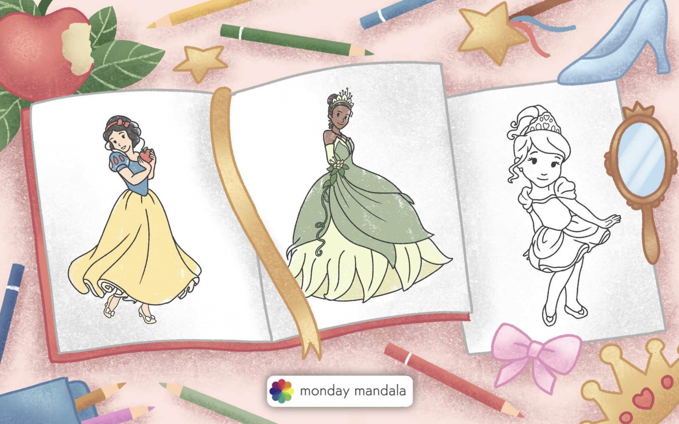 disney princesses group coloring pages