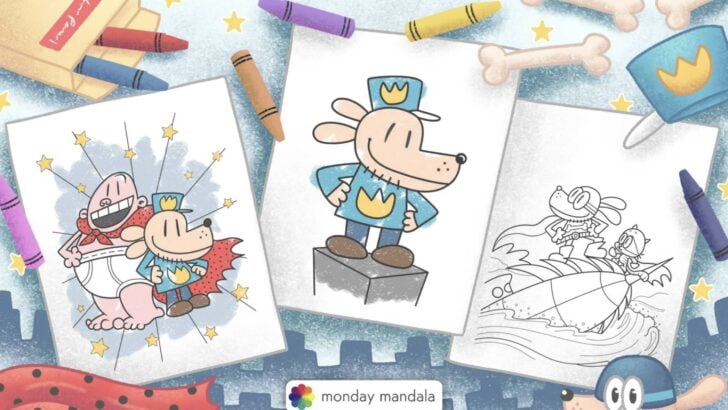 dog man coloring pages featured image