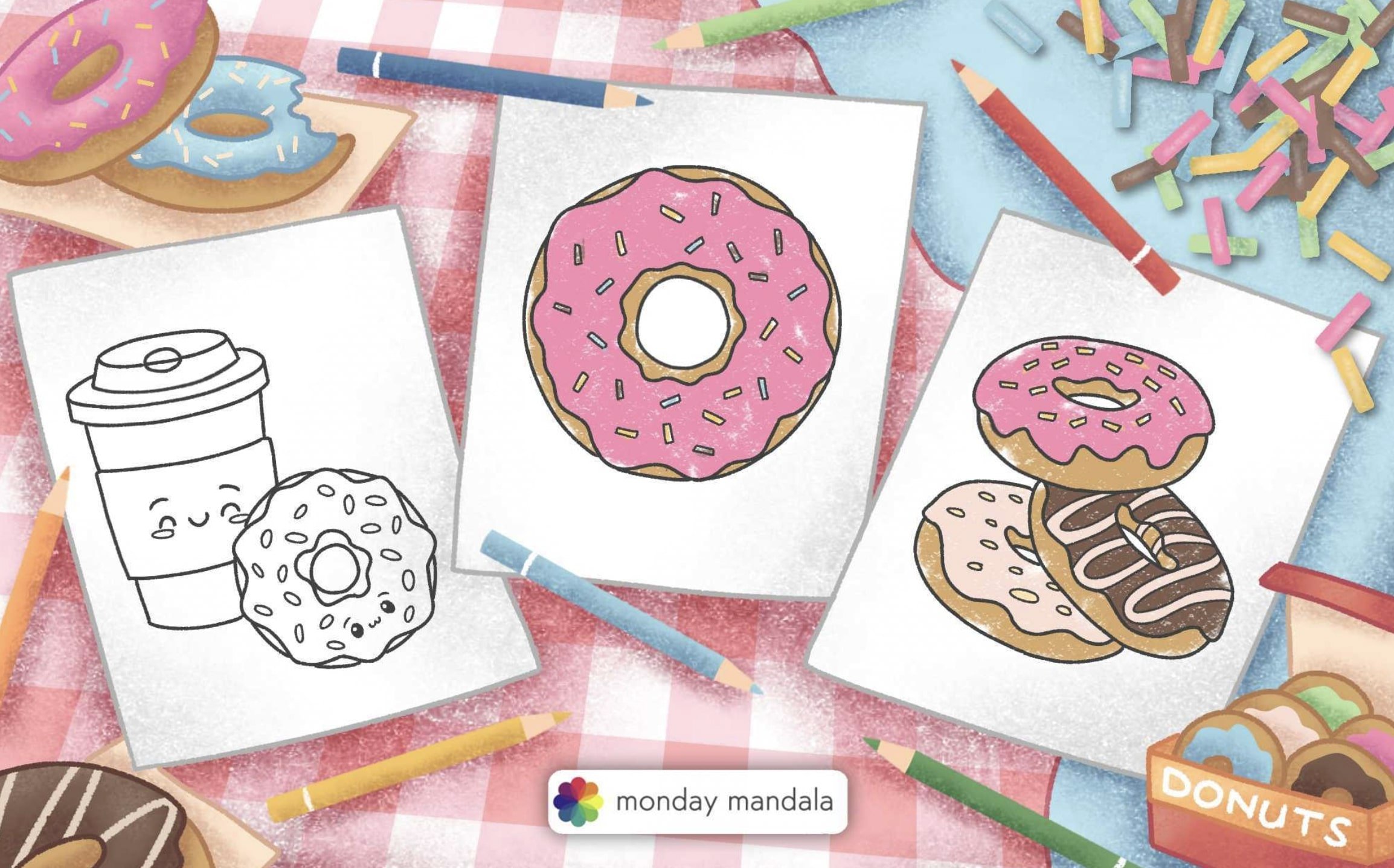 Mini Coloring Books w/ colored pencils Donuts and Cupcakes