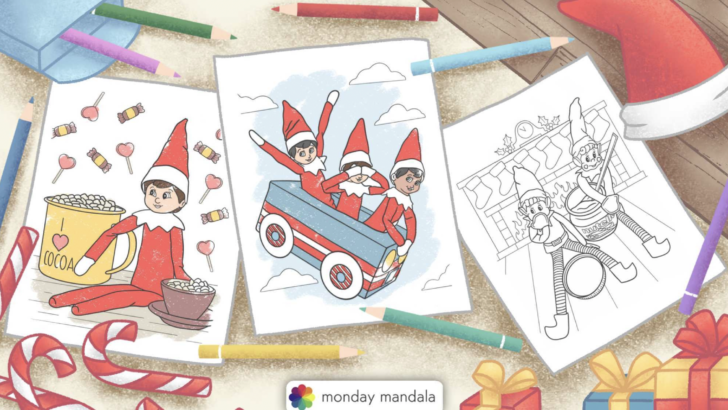 elf on the shelf coloring pages featured image