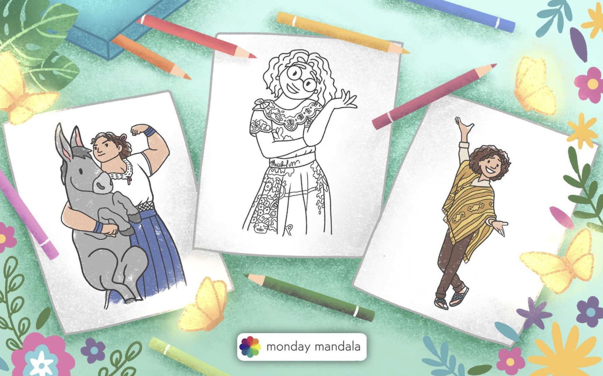 Coloriage d'Encanto : Mirabel, Isabela et Luisa Madrigal - Encanto Kids  Coloring Pages