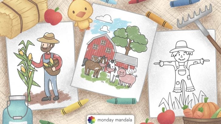 farmer coloring pages feature image