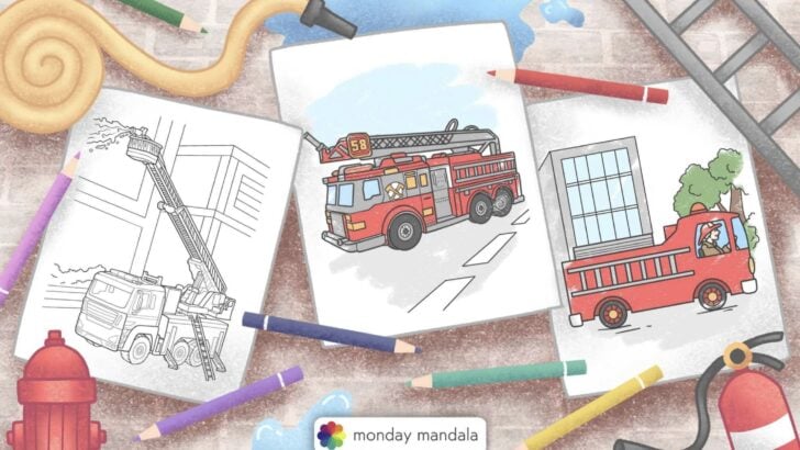 fire truck coloring pages feature image