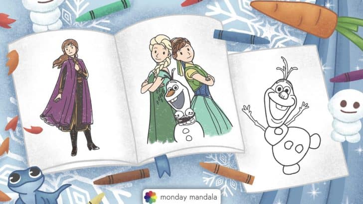 frozen coloring pages feature image