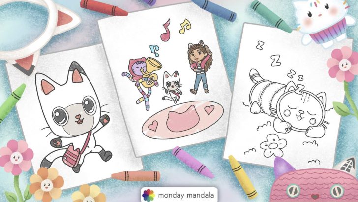 gabby's dollhouse coloring pages feature image