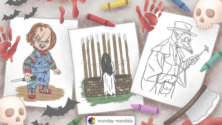 horror coloring pages feature image