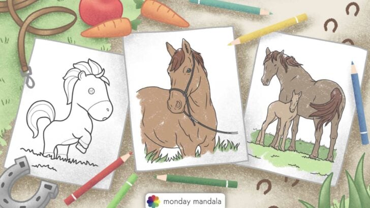 horse coloring pages feature image