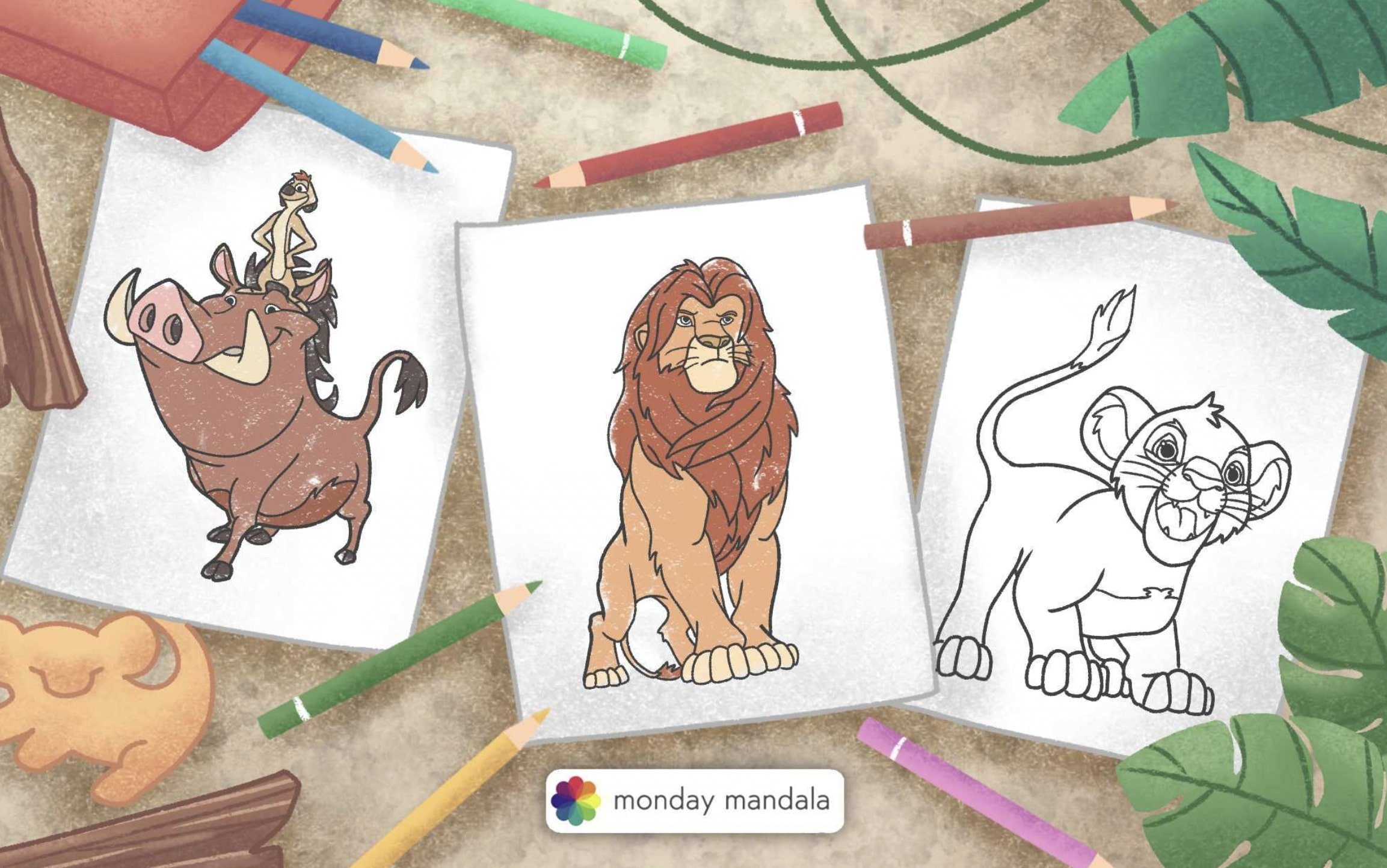 how to draw lion king characters