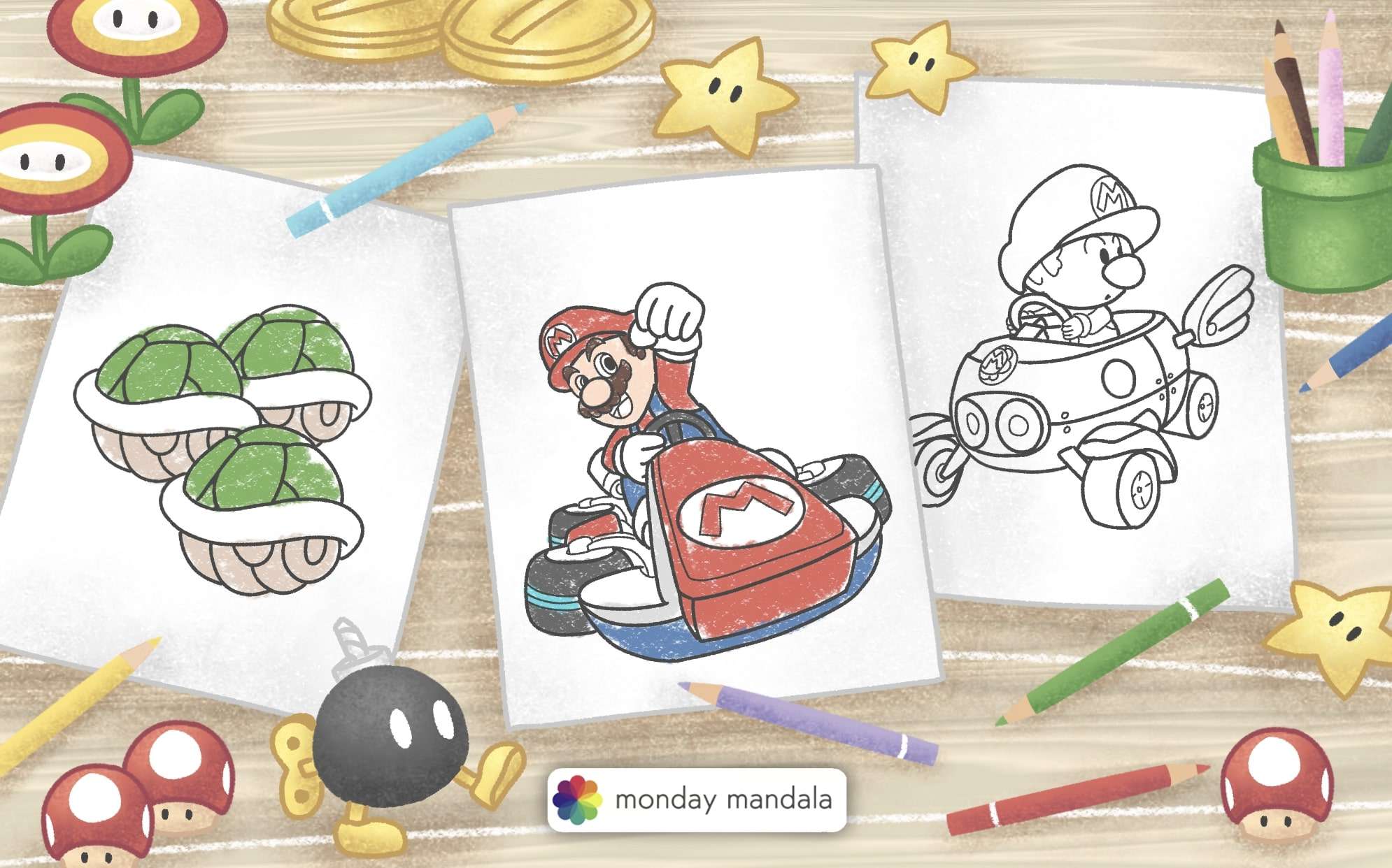 mario kart baby luigi coloring pages