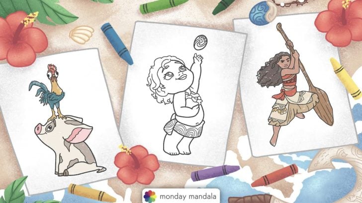 moana coloring pages featured image