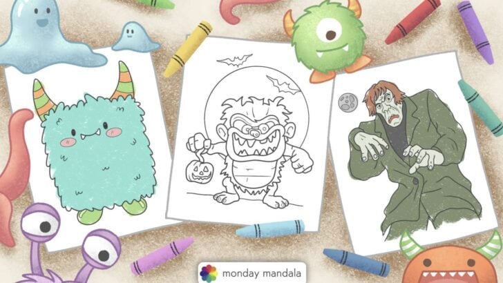 monster coloring pages feature image
