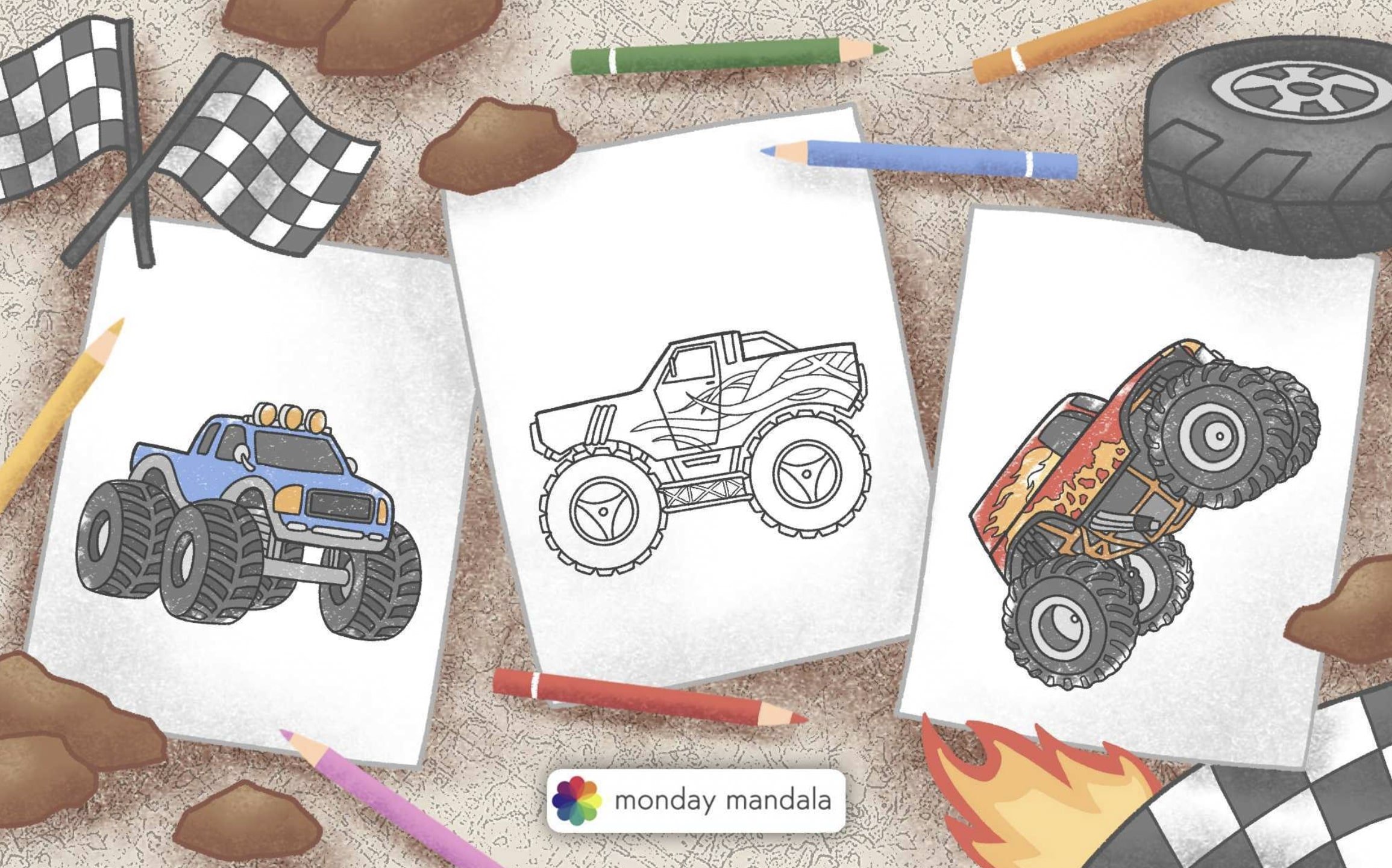 Monster Trucks Best Name Labels for Kids