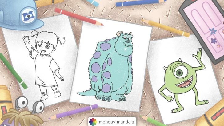 monsters inc coloring pages feature image