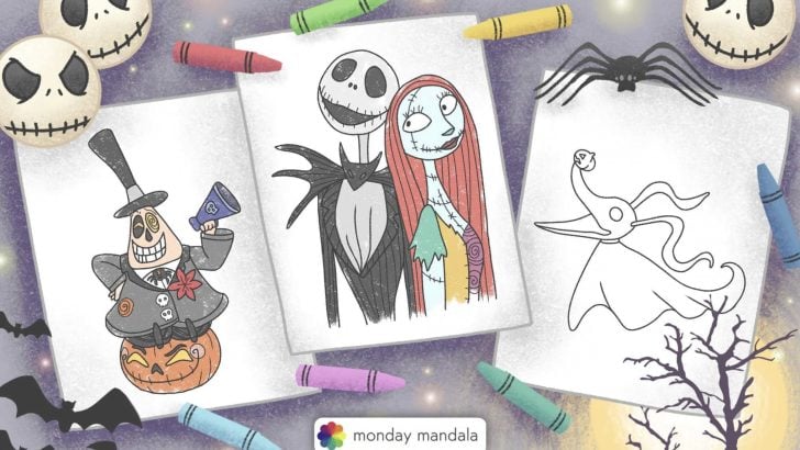 nightmare before christmas coloring pages feature image